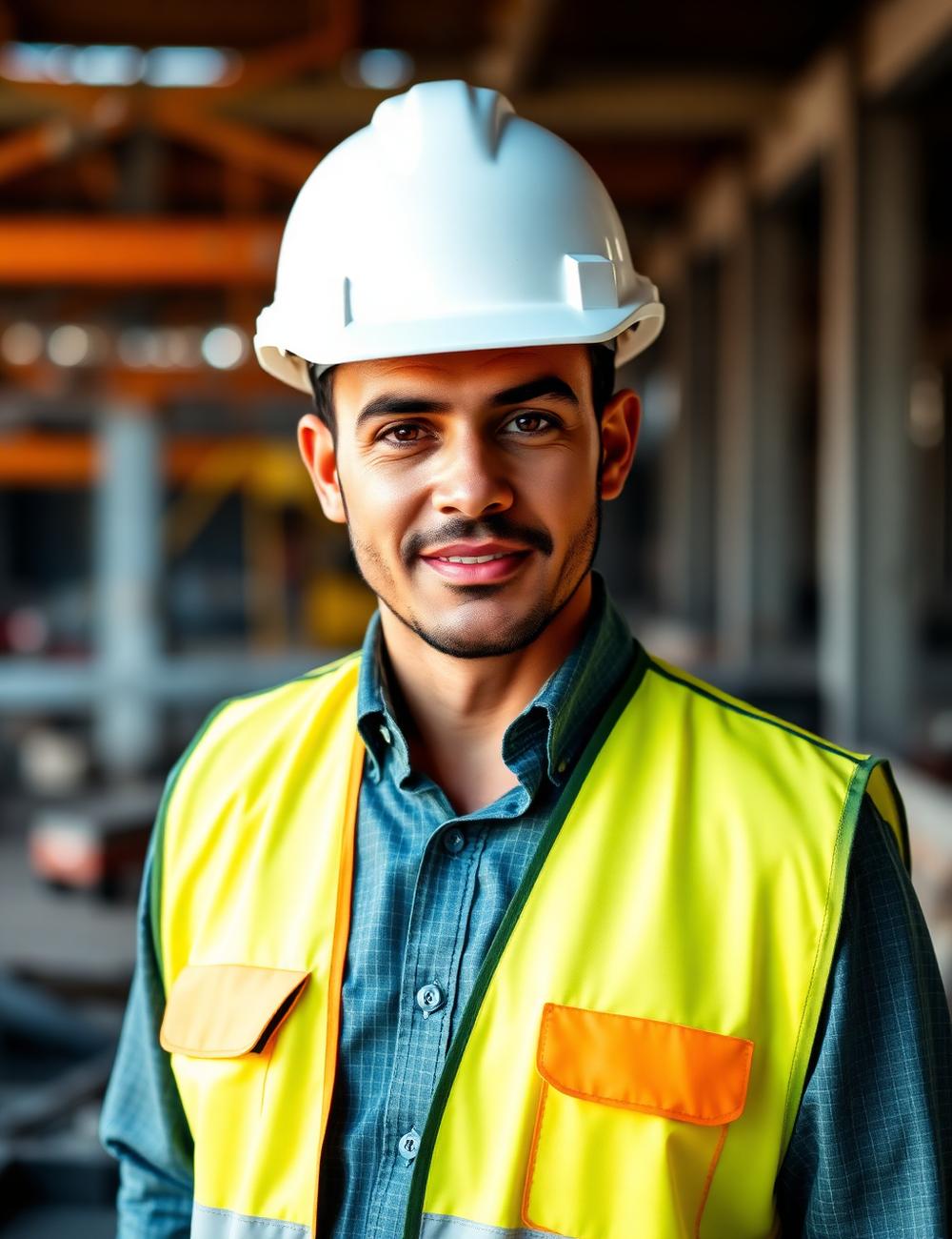 Retrato profissional do Engenheiro Civil Douglas Braga em canteiro de obras